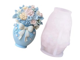 Molde silicona vela florero con flores